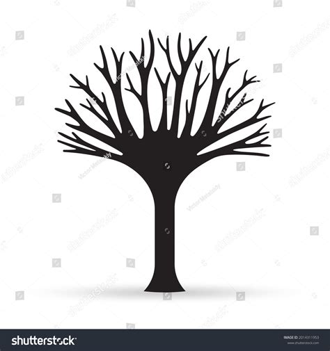 Tree Icon Naked Branches Black Silhouette เวกเตอรสตอก ปลอดคา