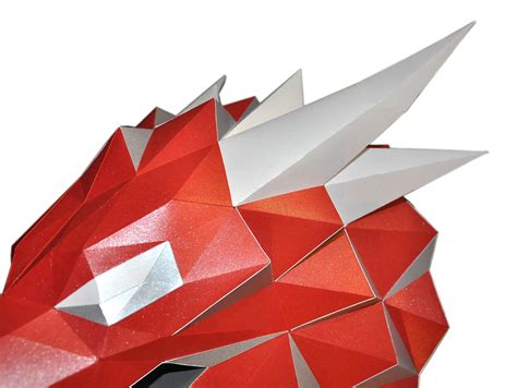 3d Dragon Head Papercraft Origami Pdf Diy Kit For Adults Etsy