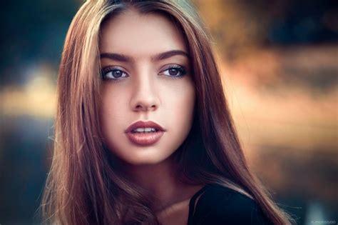 Face Women Model Portrait Looking Away Long Hair Brunette