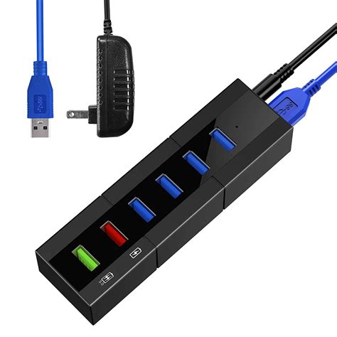 Powered Usb 30 Hub With 4 High Speed Usb 30 Data Transfer Ports 2 Smart Charging Ports For