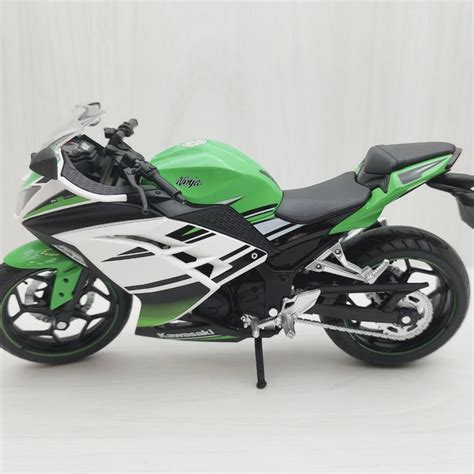 全新盒裝~112~川崎小忍者 Kawasaki Ninja 250 白綠色藍黑色 重型機車模型 小寶模型車