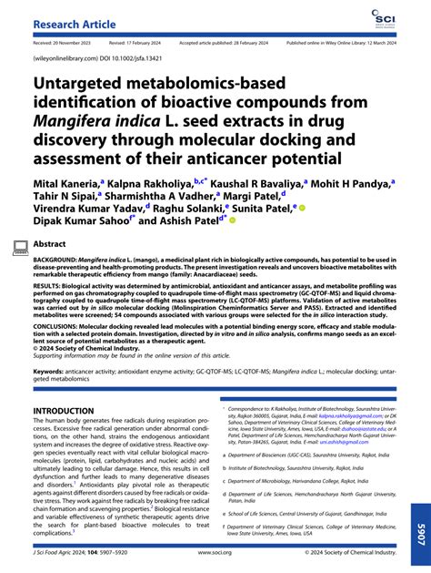 Untargeted Metabolomicsbased Identification Of Bioactive Compounds