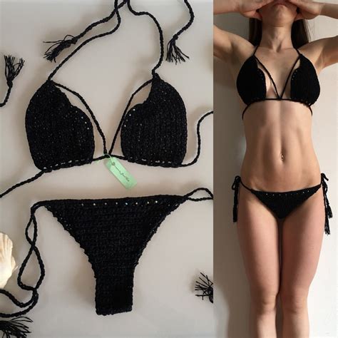 Bikini Uncinetto Colore Nero Nuovo Modello Donna Costume Da Bagno