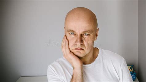 Man In White T Shirt Suffers From Toothache Stock Photo Image Of