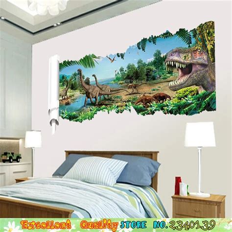 Large 3d Dinosaurs Wall Poster Sticker Diy Home Jurassic Mural Art