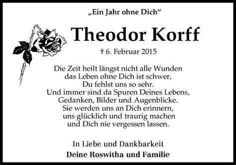 Traueranzeigen Von Theodor Korff Trauer Gedenken