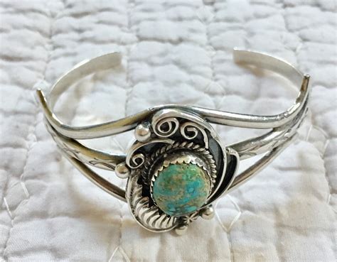 Navajo Sterling Turquoise Cuff Bracelet Vintage Native American Navajo