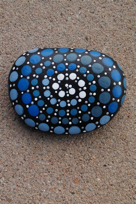 Blue Swirl Large Dots Painted Rock By Murphysnuthouse On Etsy Painted