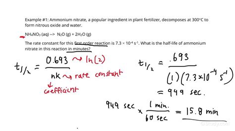 Identifying Half Life Given The Rate Constant Chemistry Study