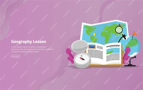 Premium Vector | Geography Lesson Concept Educational Illustration Banner