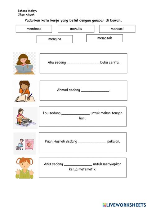 Kata Kerja Tahun 1 Interactive Worksheet Riset