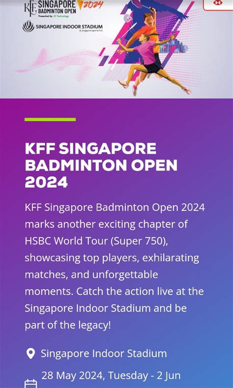 Kff Singapore Badminton Open Tickets Vouchers Event Tickets On