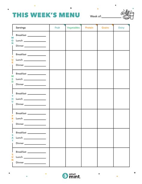 Weekly Menu Planner Template Download Printable PDF | Templateroller