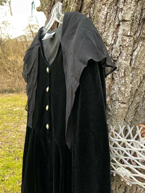 Laura Ashley Vintage S Black Velvet Victorian Dress Gem