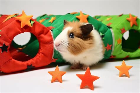 Premium Photo Guinea Pig Exploring Holidaythemed Tunnel