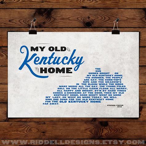 My Old Kentucky Home Lyrics - 17"x11" Art Print - LIMITED EDITION | My ...