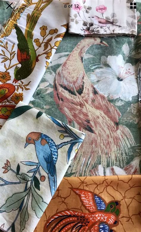 Vintage Sanderson Jonelle Crowson Fabric Bird Scraps Etsy Uk