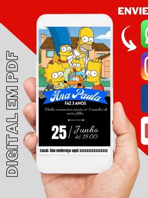 Convite Digital De Aniversario Simpsons Elo7