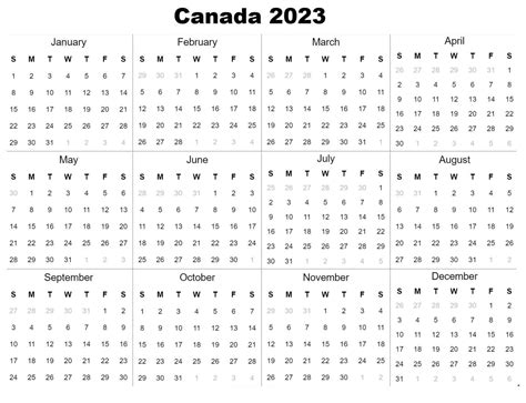 Free Canada 2023 Calendar Printable With Holidays [PDF]