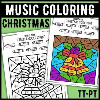 CHRISTMAS MUSIC COLORING PAGES | Color By Code - Notes on the Staff