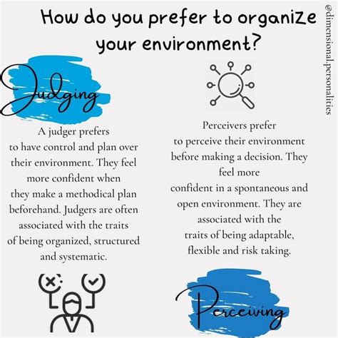 How Do You Prefer To Organize Your Environment Judging Perceiving