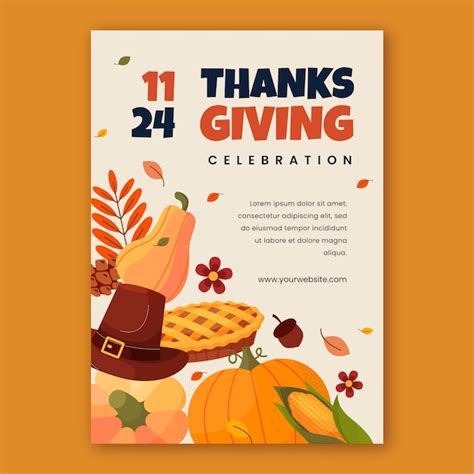 Free Vector Flat Thanksgiving Invitation Template