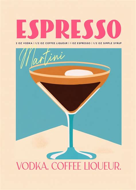 Vintage Espresso Martini Poster Picture Metal Print Paint By