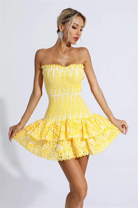 Rosemary Yellow Ruffle Mini Dress