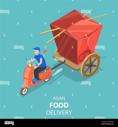 Isometric Flat Vector Concept Of Asian Food Delivery Japanese Sushi