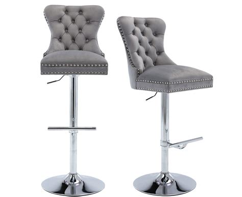 Buy CIMOTA Swivel Bar Stools Set Of 2 Velvet Adjustable Barstool High