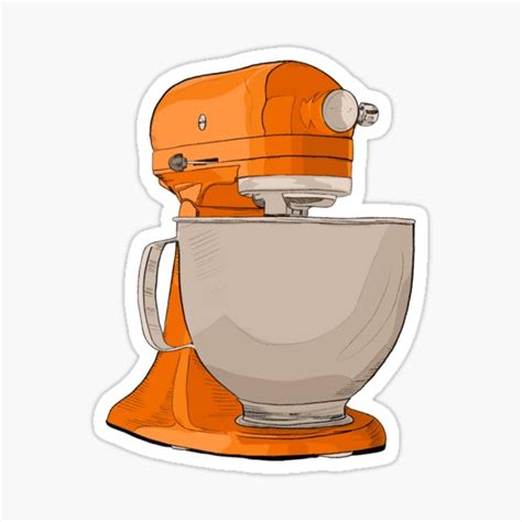 Stand Mixer Orange Sticker For Sale By Orchardhouseart Redbubble