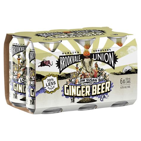 Brookvale Union Low Sugar Ginger Beer Can 330ml 6 Pack