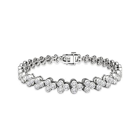 Gorgeous 3 5 Carat Moissanite Tennis Bracelet Triple Circle Bezel In