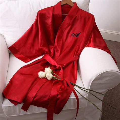 Personalized Red Satin Kimono Robe 39 95 Womens Robes Satin Kimono Robe Satin Kimono