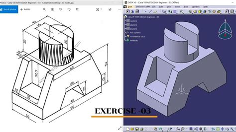 Catia V5 Part Design 03 Catia Part Modeling 3d Part Design Beginners Exercise Youtube