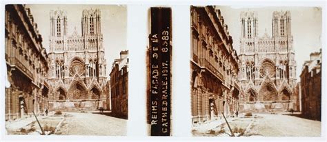 Frankreich Reims Kathedrale 1917 A Krieg Weltkrieg Foto Stereo Gläser