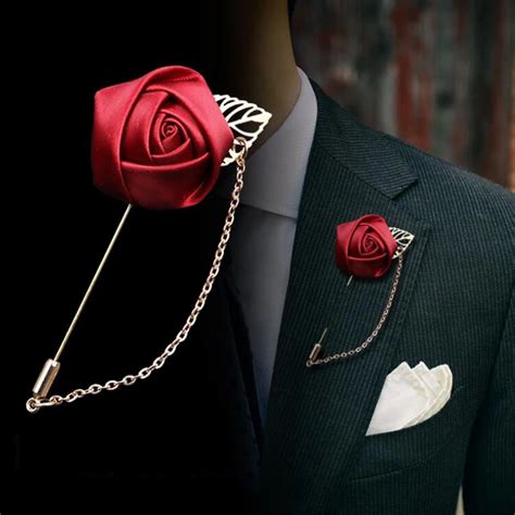 Sayao Piece Fashion Suit Suits Brooch Pins Brooches Men Wedding Rose