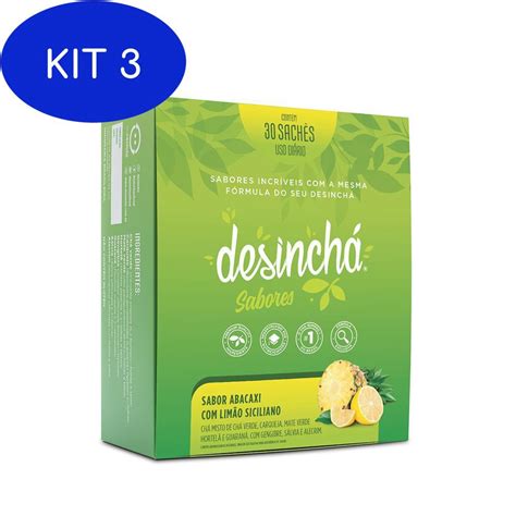 Kit 3 Desinchá Sabores Abacaxi Limão Siciliano 30 no Shoptime