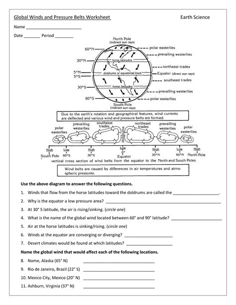 Global Wind Patterns Worksheet Wordworksheet