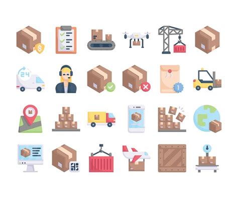 Premium Vector Logistic Delivery Flat Icons Set