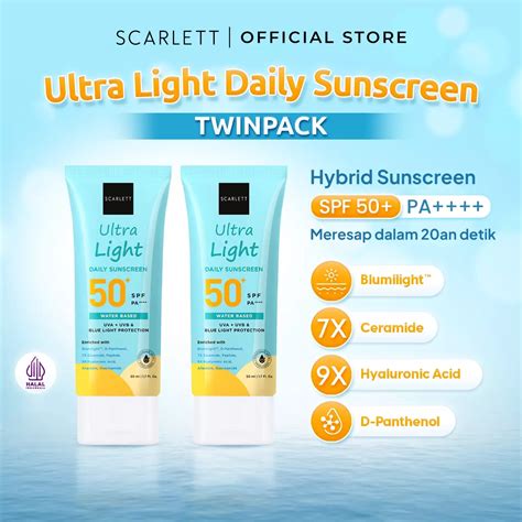 Jual Scarlett [oily Skin Friendly] Scarlett Whitening Twin Pack Ultra Light Daily Sunscreen Spf