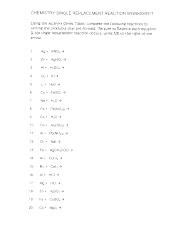 Chemistry Single Replacement Reactions Worksheet Practice Course Hero