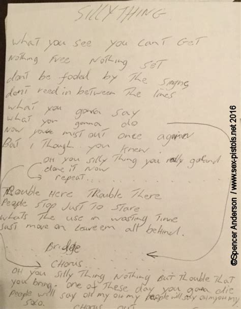 God Save The Sex Pistols Hand Written Lyrics Cancellation