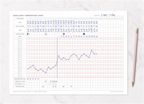 Basal Body Temperature Bbt Chart Printable A Size Celsius Ttc