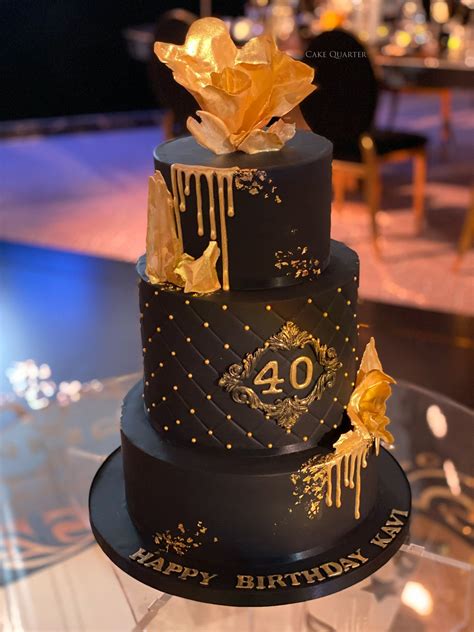 Black And Gold Themed Birthday Cake Golden Birthday Cakes Elegant