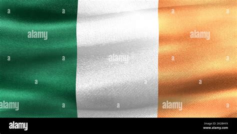 D Illustration Of A Ireland Flag Realistic Waving Fabric Flag Stock