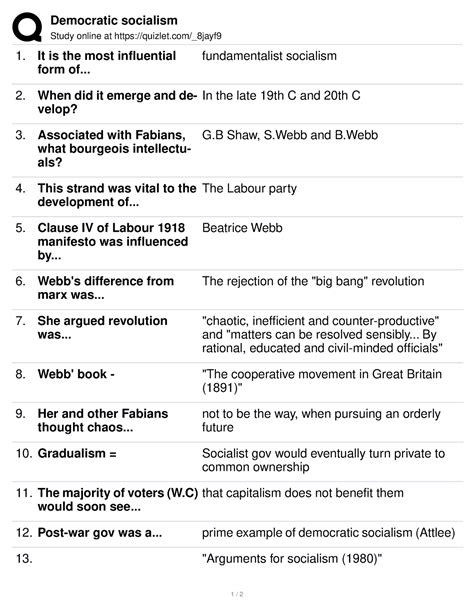 Democratic socialism - These flashcards can be used for active recall
