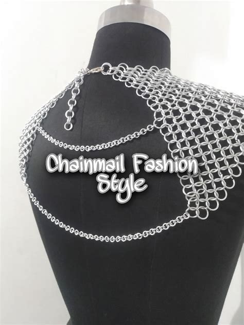 Chainmail Collar With Small Shoulder Chain Layers Metal Aluminium