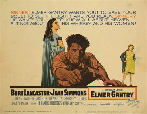 Elmer Gantry 1960 U.S. Title Card - Posteritati Movie Poster Gallery