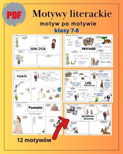 Motywy Literackie Klasy 7 8 12 Kart Motyw Po Motywie Polonistka